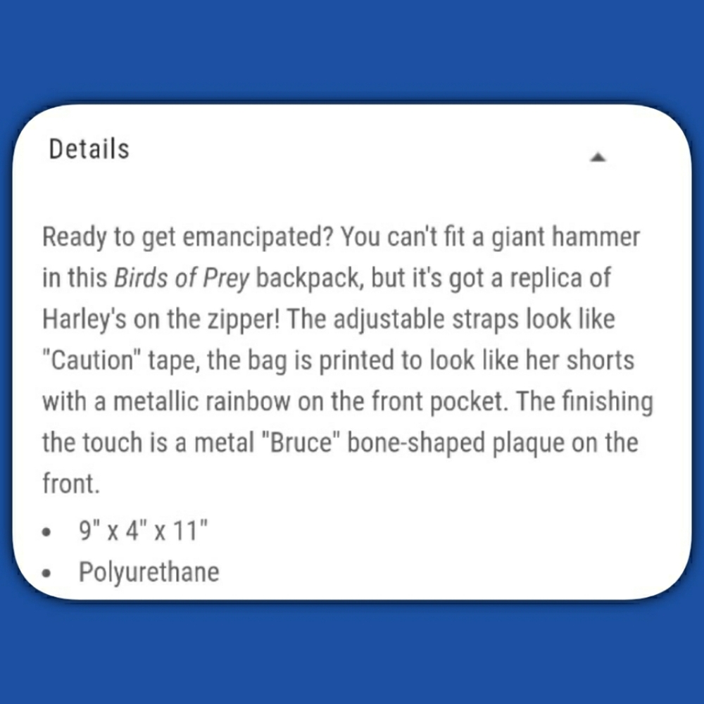 Birds of Prey Harley Quinn Mini Backpack - Picture 8 of 8